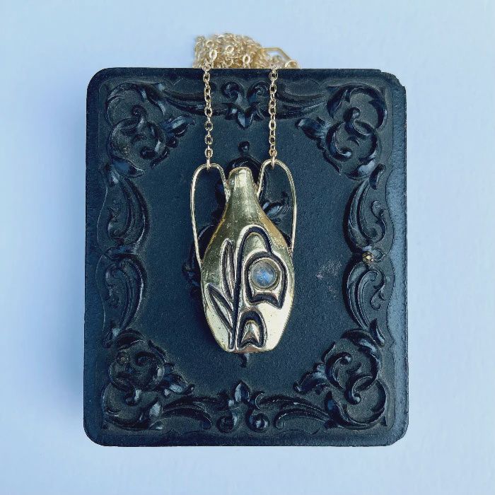 Wax Cast Floral Lily of the Valley Vase Charm Necklace