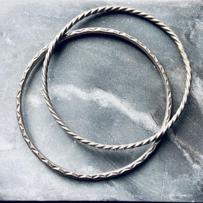 Vintage Silver Bracelet Stacking Pair
