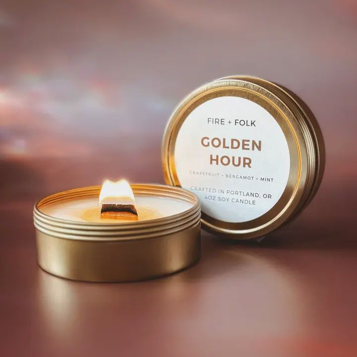 4oz Wood Wick Soy Candle Tin | Golden Hour