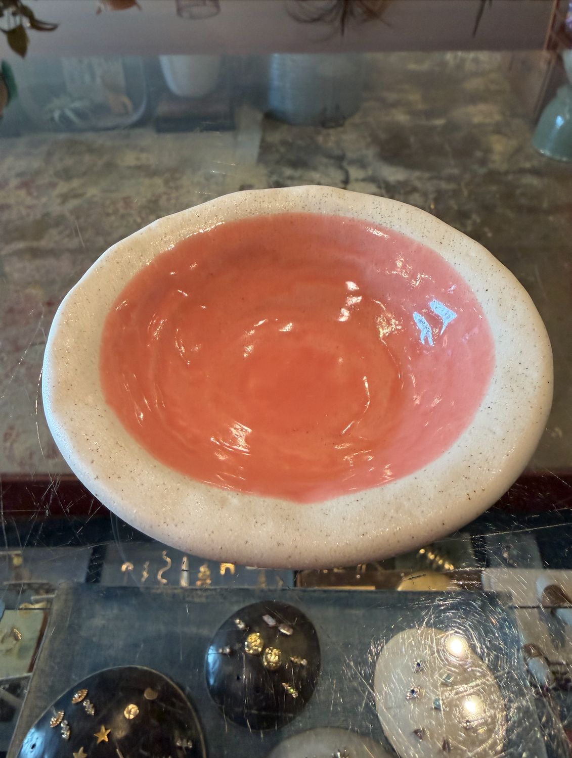 Handmade Pink &amp; Stoneware Ceramic Bowl