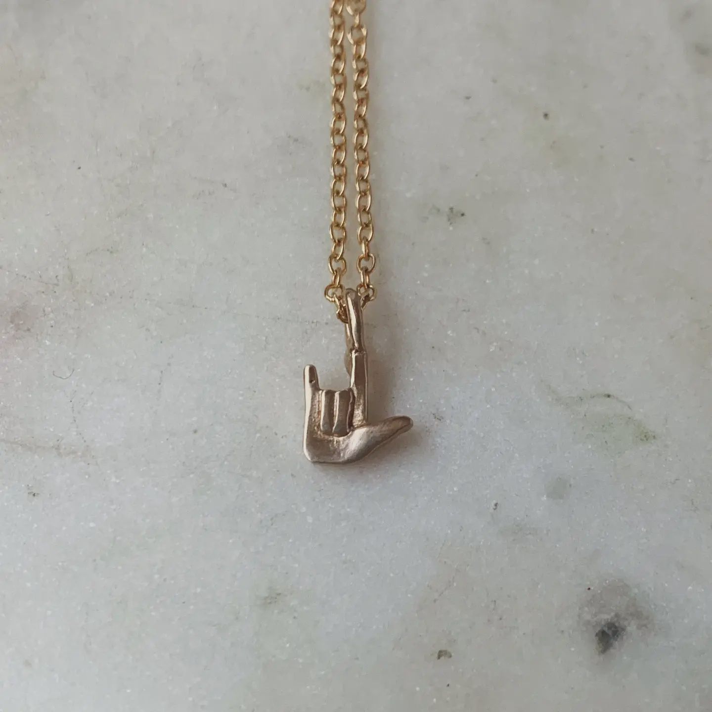 Asl I Love You Pendant with 18" Dainty GF Chain