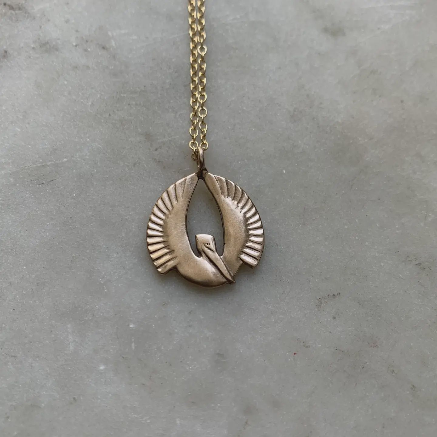 Pelican Rising Pendant Necklace with 18" Dainty GF Chain