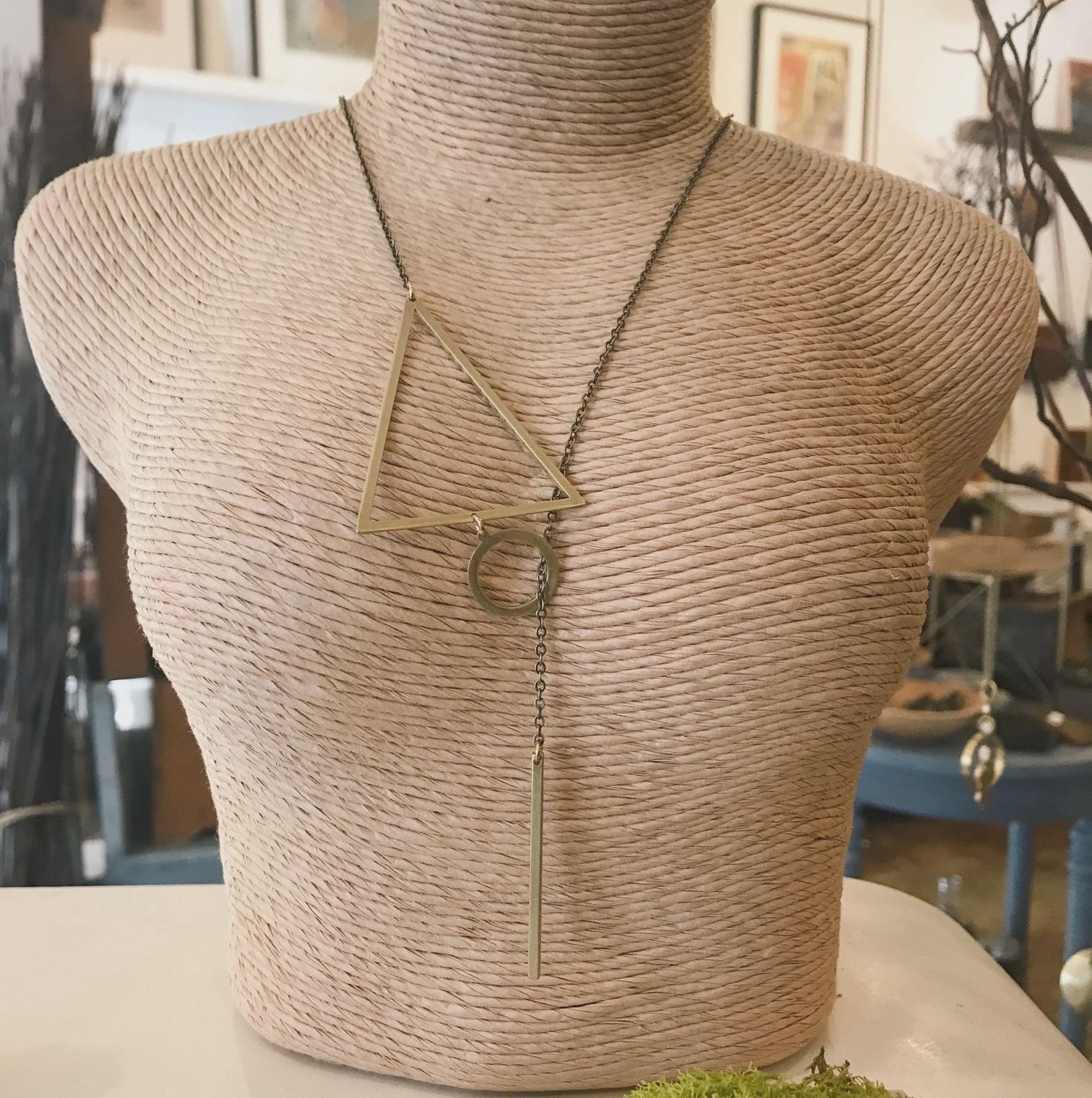 Geometric Brass Lariat