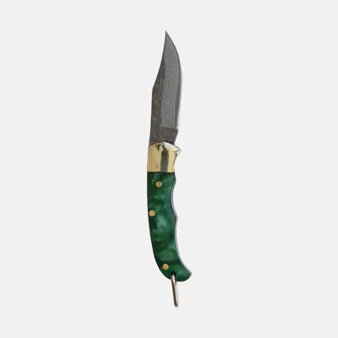 Green Resin Inlay Folding Knife