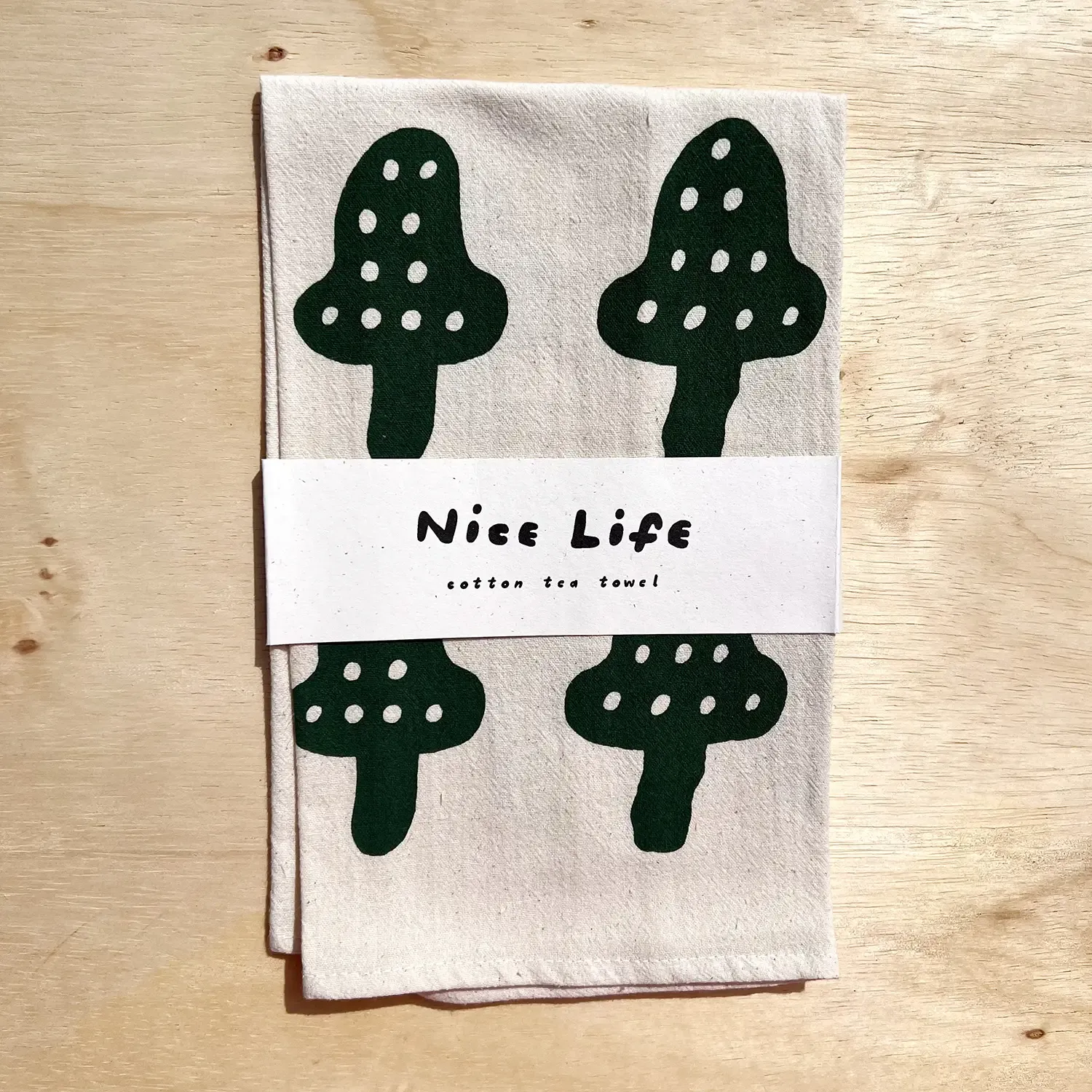 Mushroom Tea Towel | Green