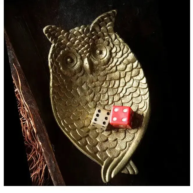 Pewter Owl Trinket Tray in Gold