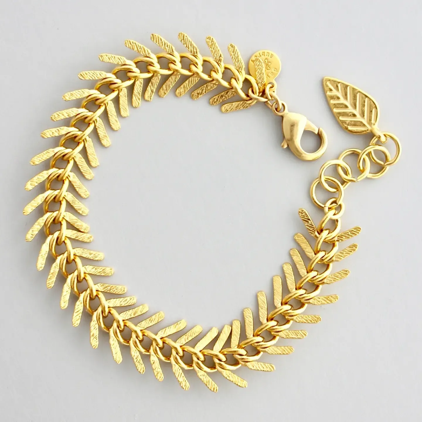 18k Matte Gold Plate Fish Bone Bracelet