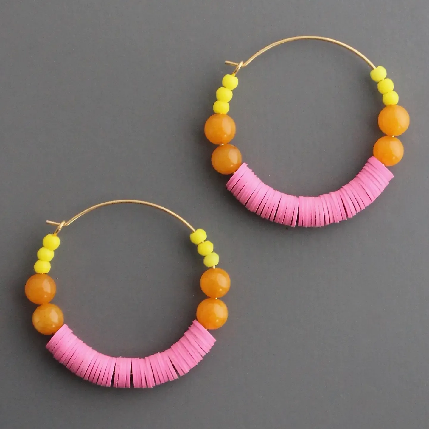 Pink, Orange &amp; Yellow Hoop Earrings