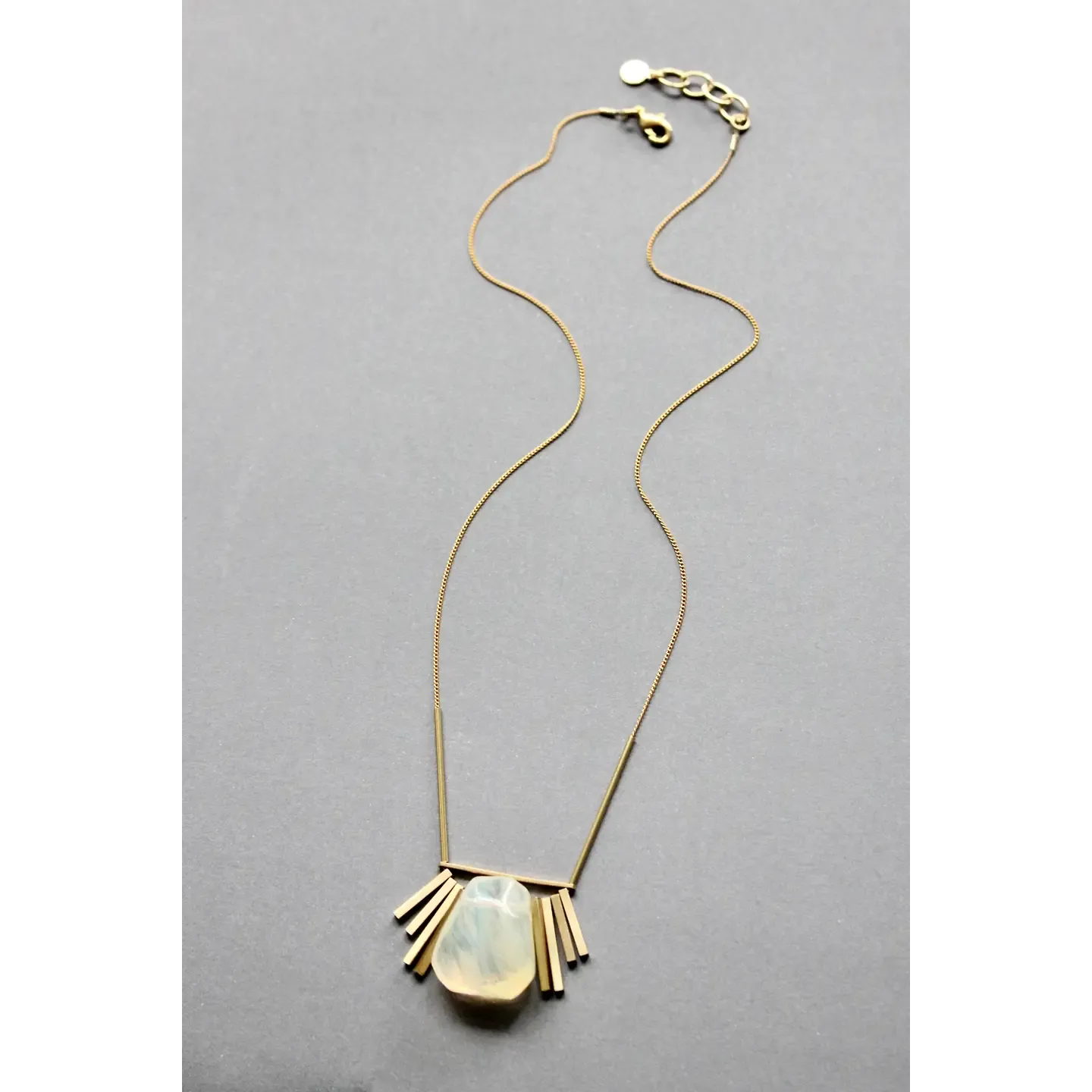 Pinapple Quartz Geometric Brass Necklace