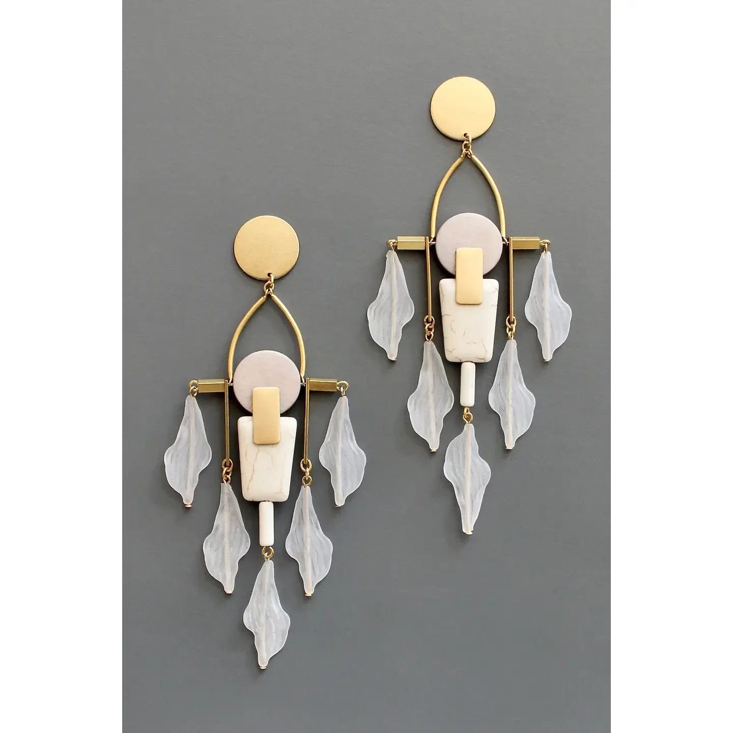 White and Gay Shoulder Duster Post Earrings