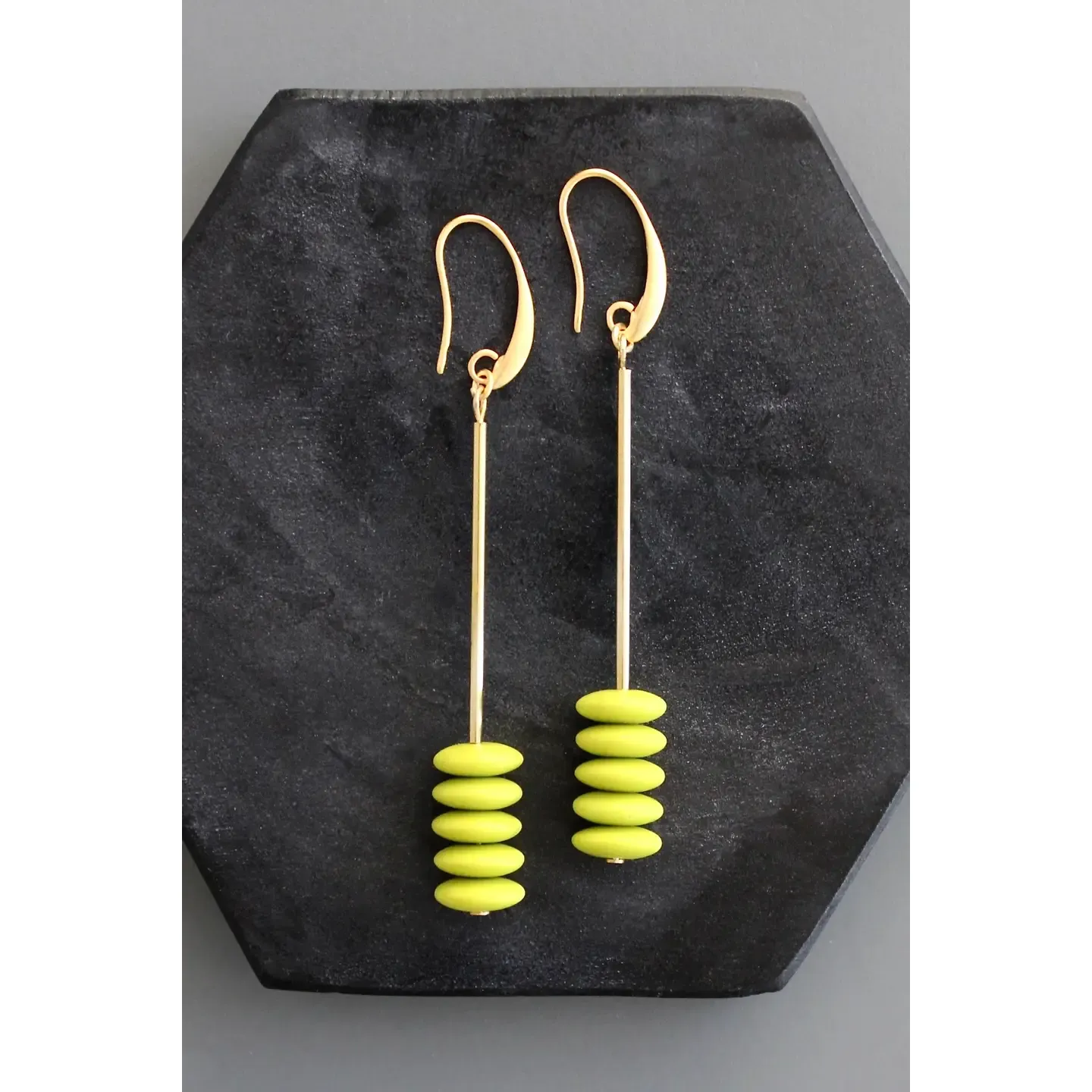 Chartreuse Disc Drop Earrings