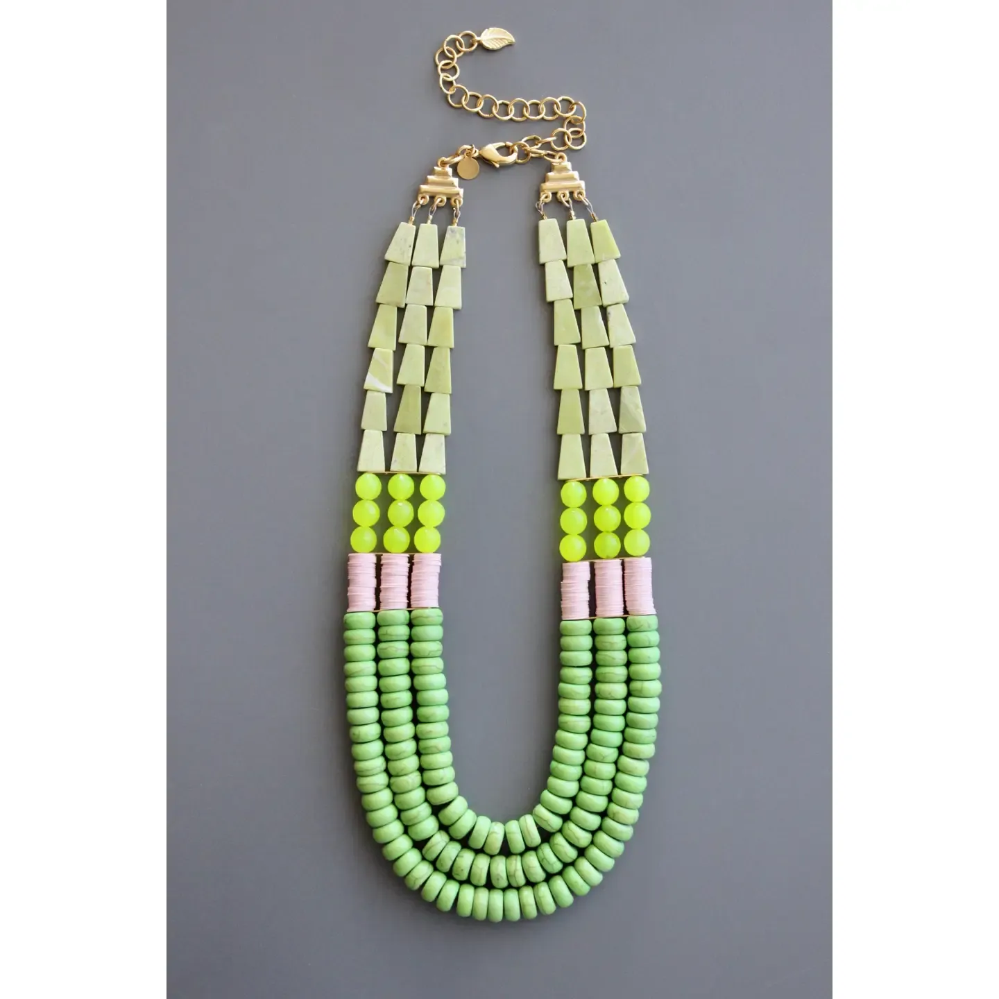 18" Triple Strand Beaded Necklace
