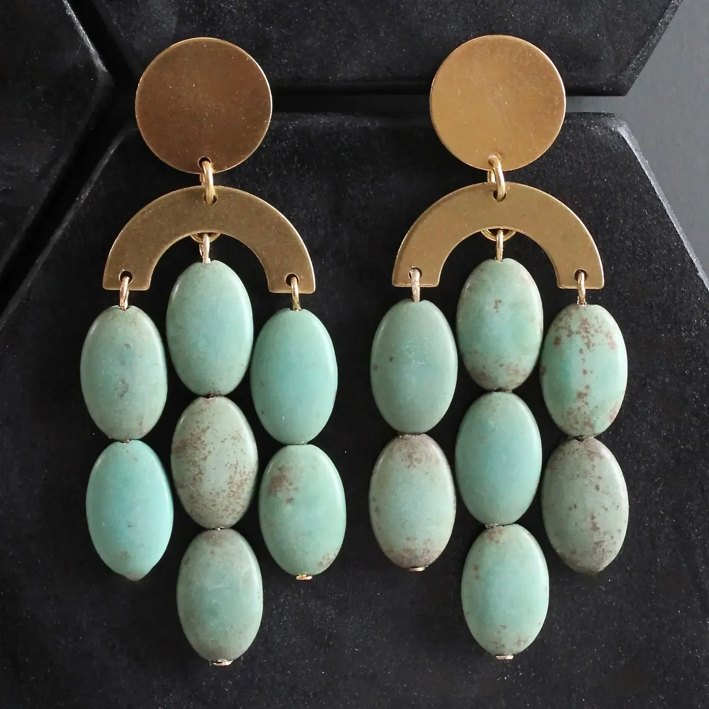 Turquoise Statement Art Deco Post Earrings