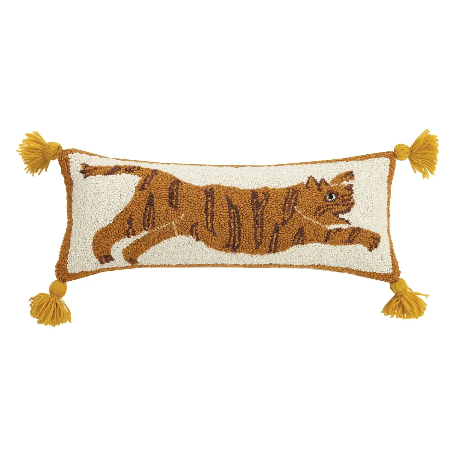 Tiger with Tassels Hook Wool Pillow