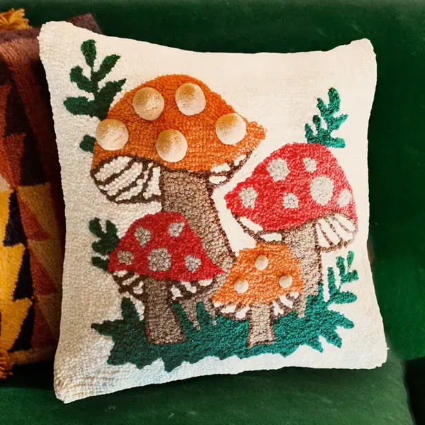 Shroomy Pom Pom Hook Pillow