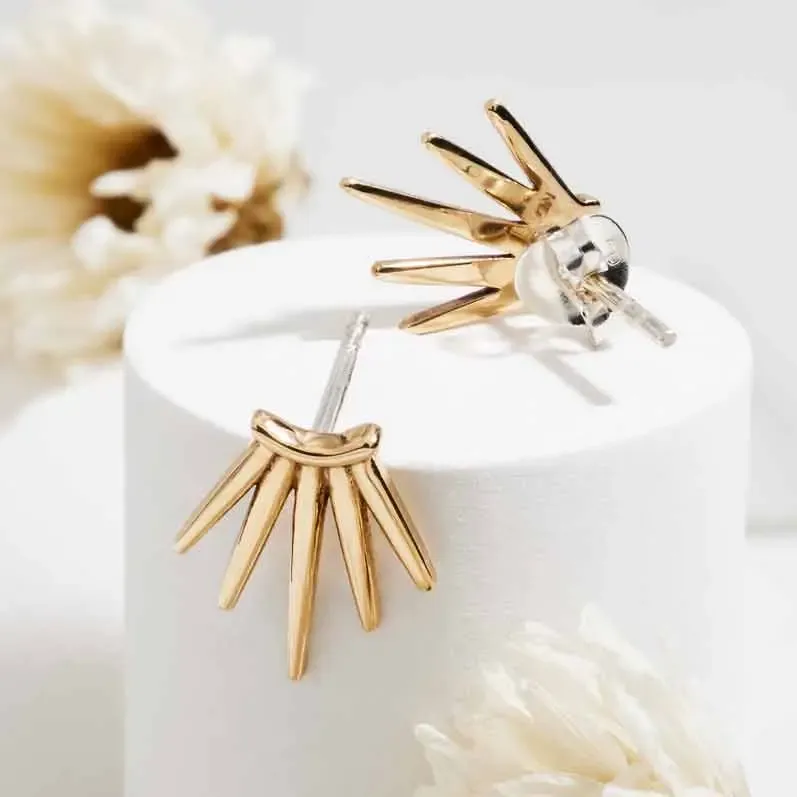 five spike earrings - sterling, Material: Bronze
