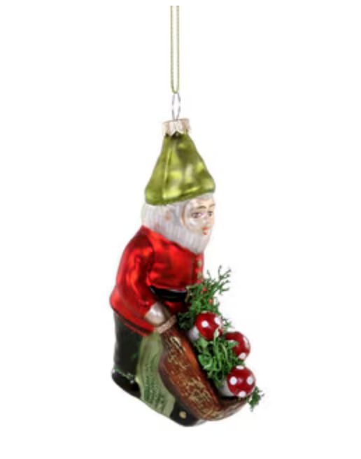 Gnome with Wheel Barrow Ornament