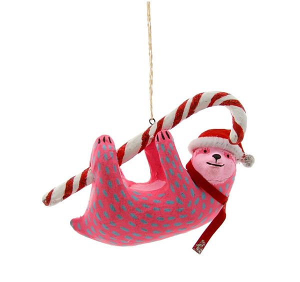 Candycane Sloth Ornament