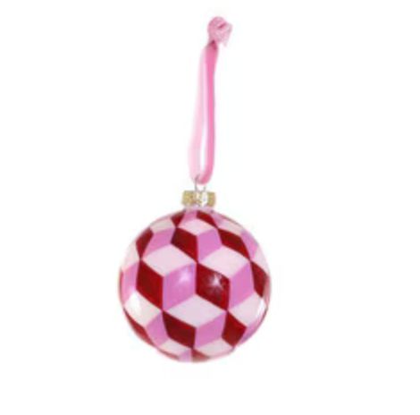 Tumbling Block Bauble Ornament | Pink