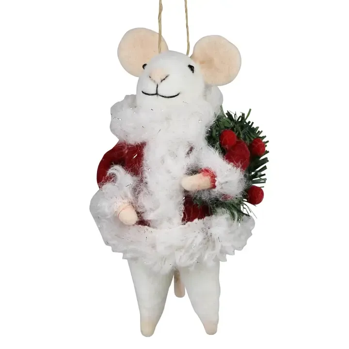 Mouse with Wreath Ornament | Felt