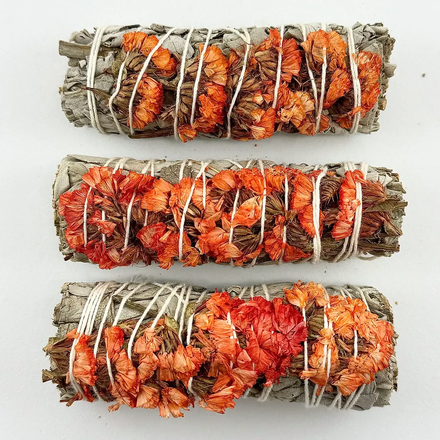 Orange FLoral + White Sage Fall Energy Clearing Smoke Wand