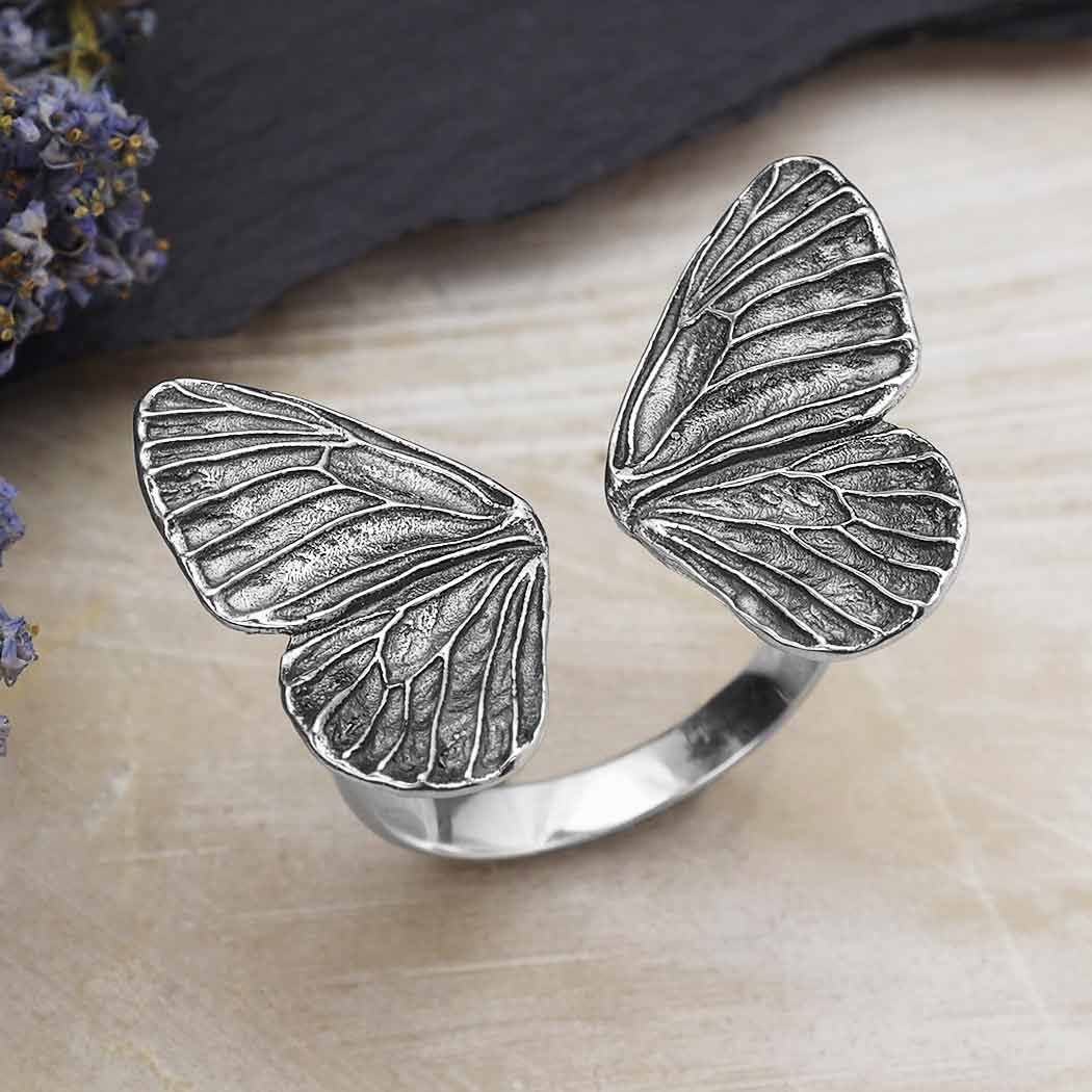 Adjustable Dimensional Butterfly Wings Ring | Sterling Silver