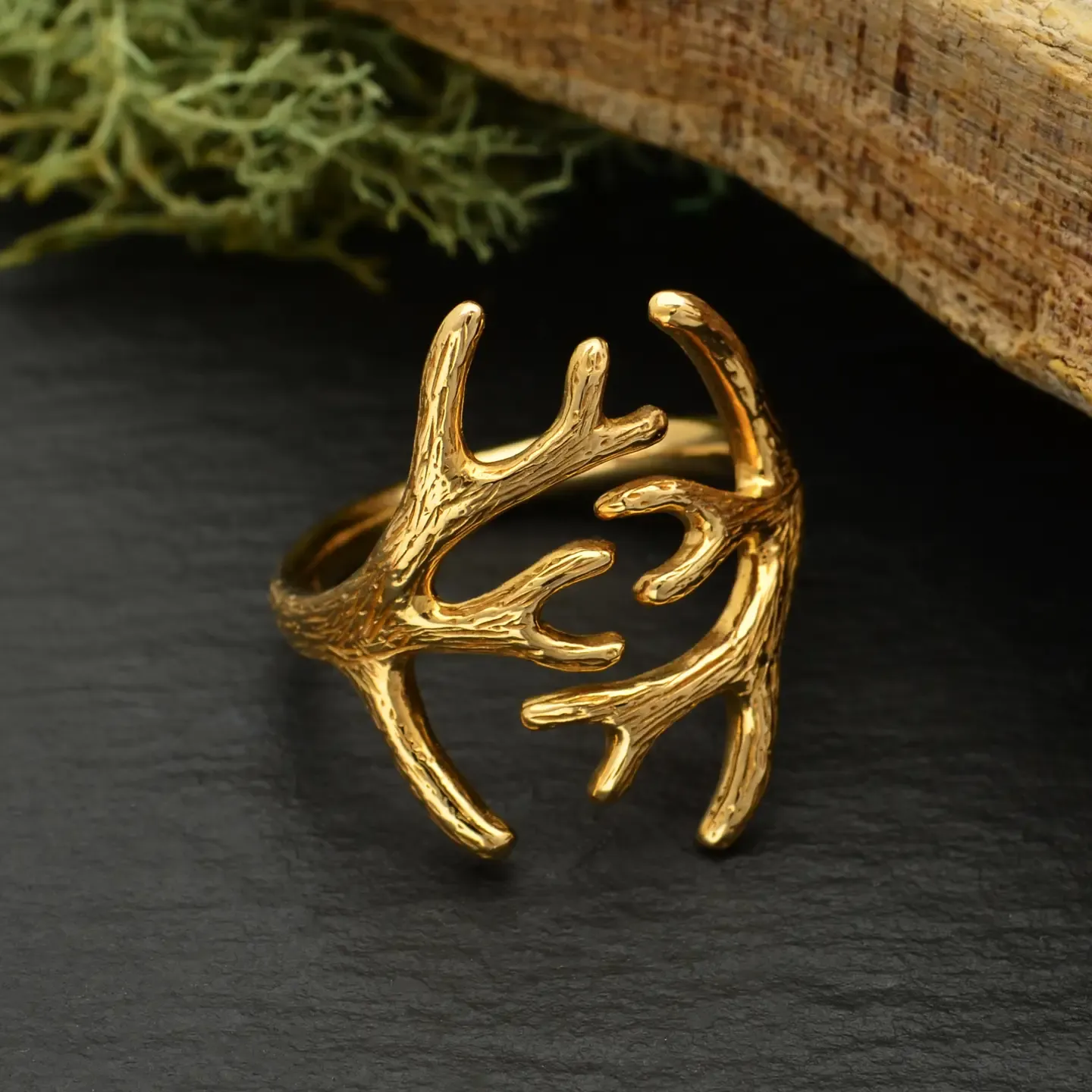 Adjustable Antler Ring | Bronze