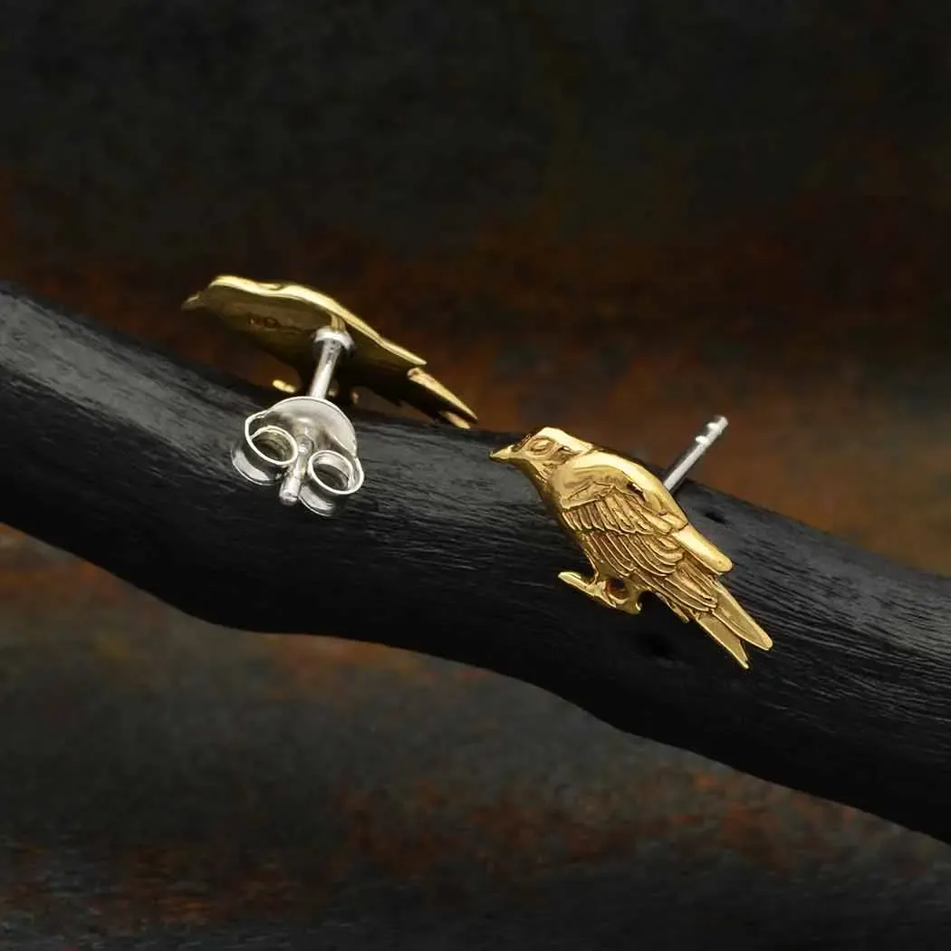 Raven Post Earrings | Bronze