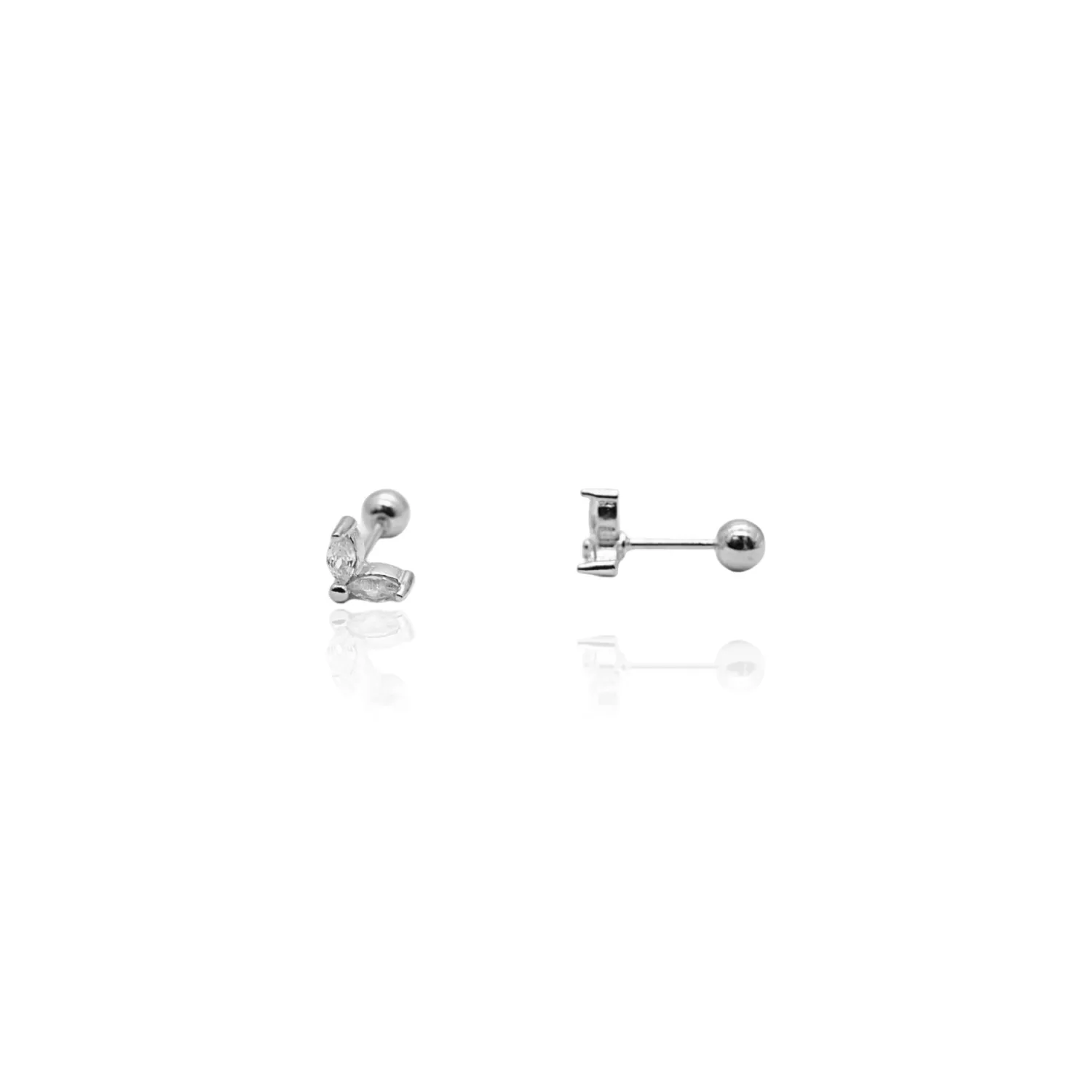 CZ Leaf Screw Back Stud