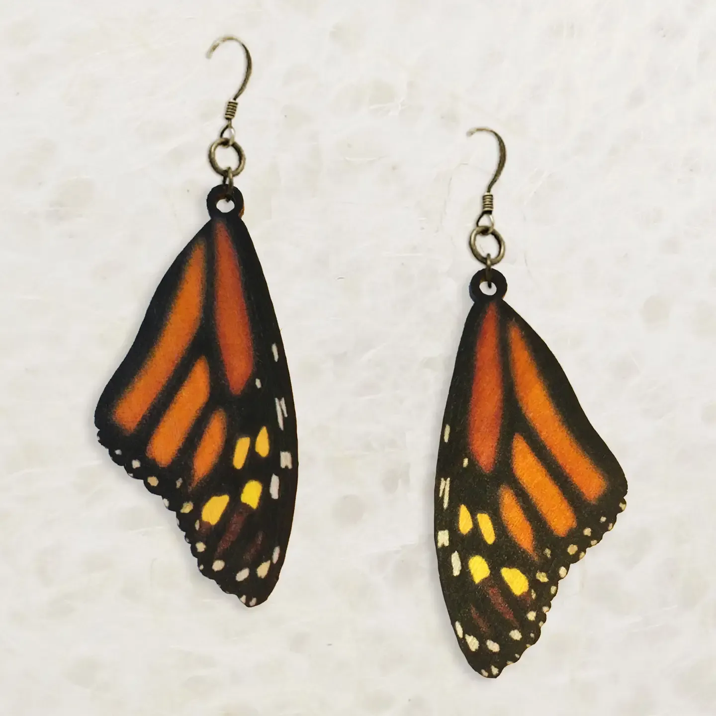 Monarch Butterfly Printed Wood Earrings