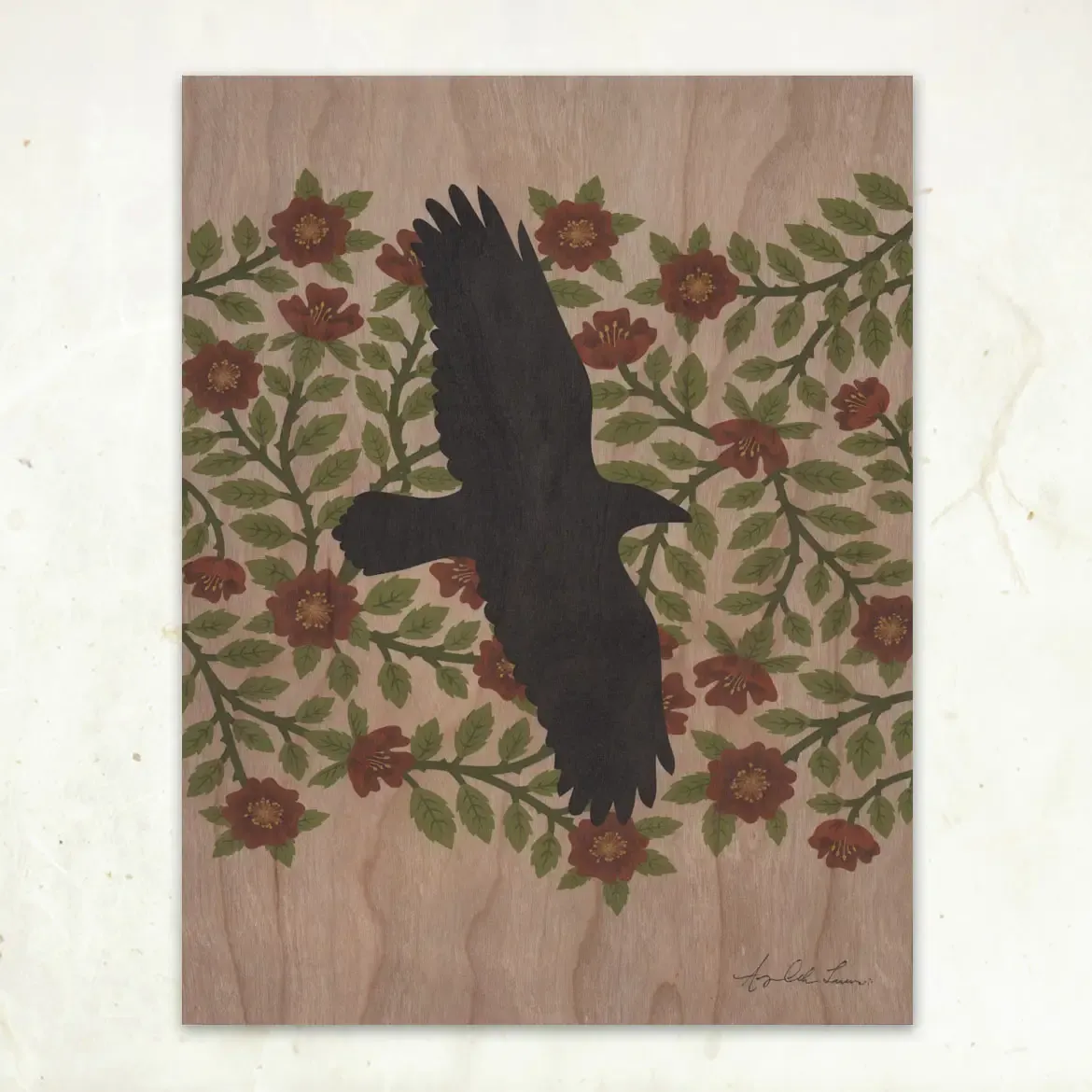 Raven &amp; Rose Small Wood Print