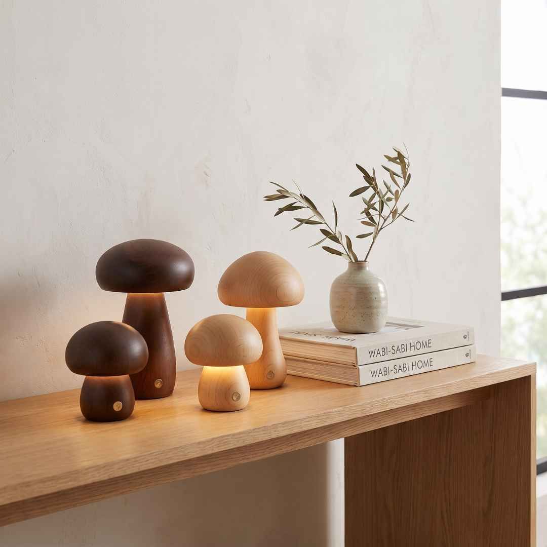 Wooden Mushroom Lamp | Small, Color: Dark Brown