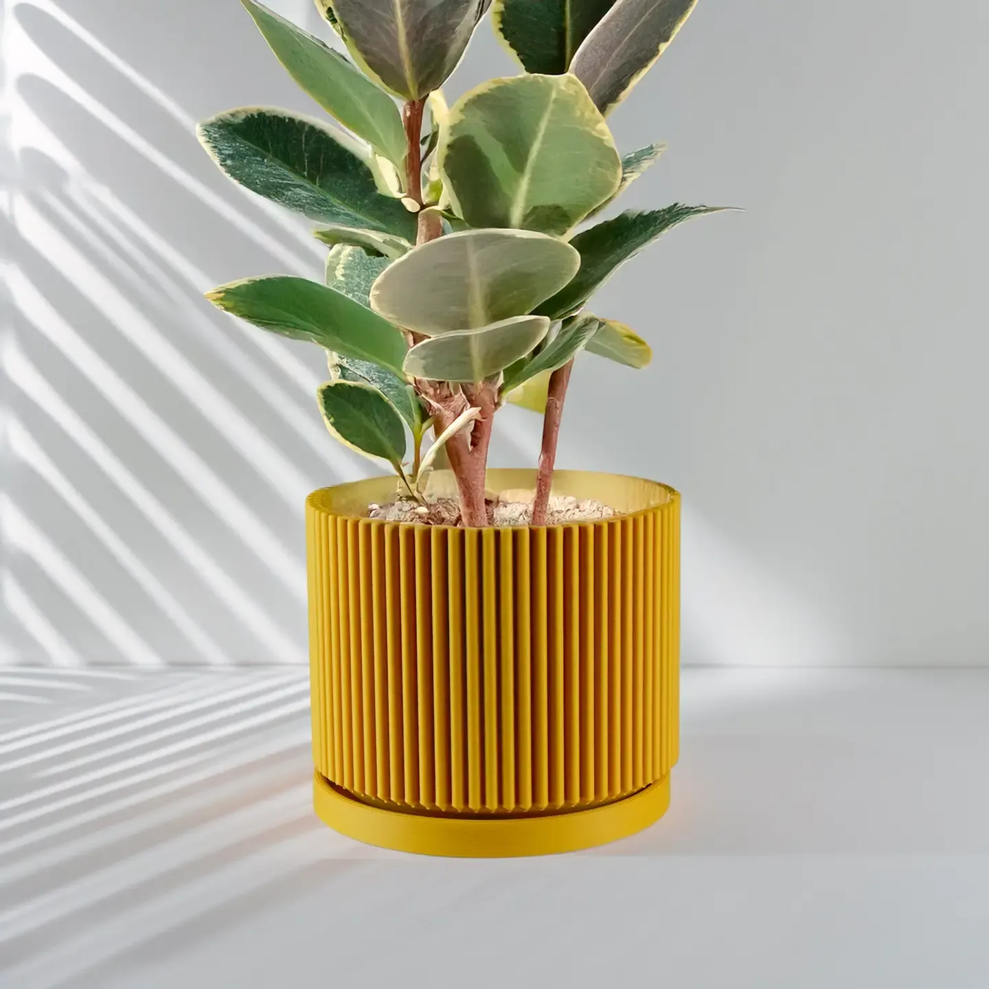 Ribbed Planter | Mustard, Size: 4"