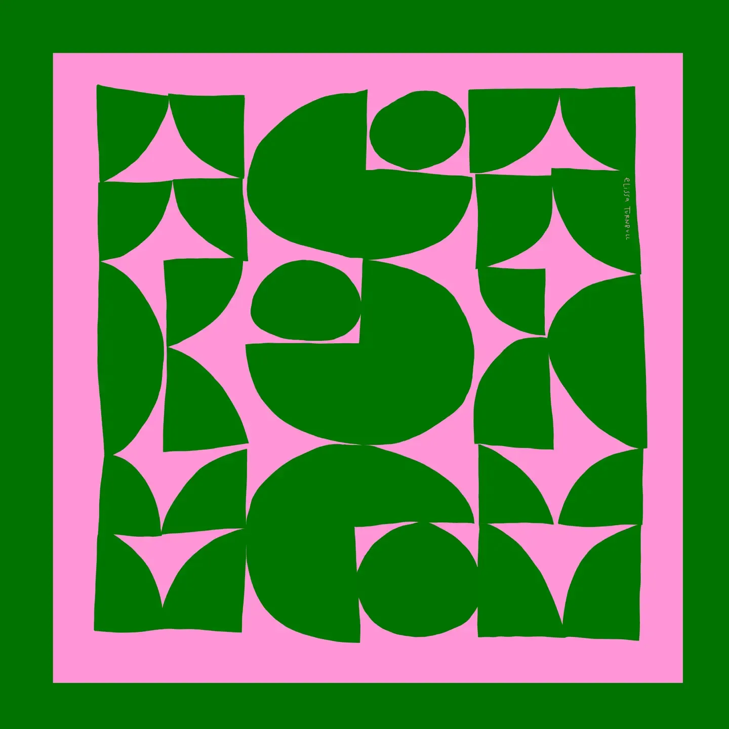Green and Pink Geometric Silk Scrarf | 26"