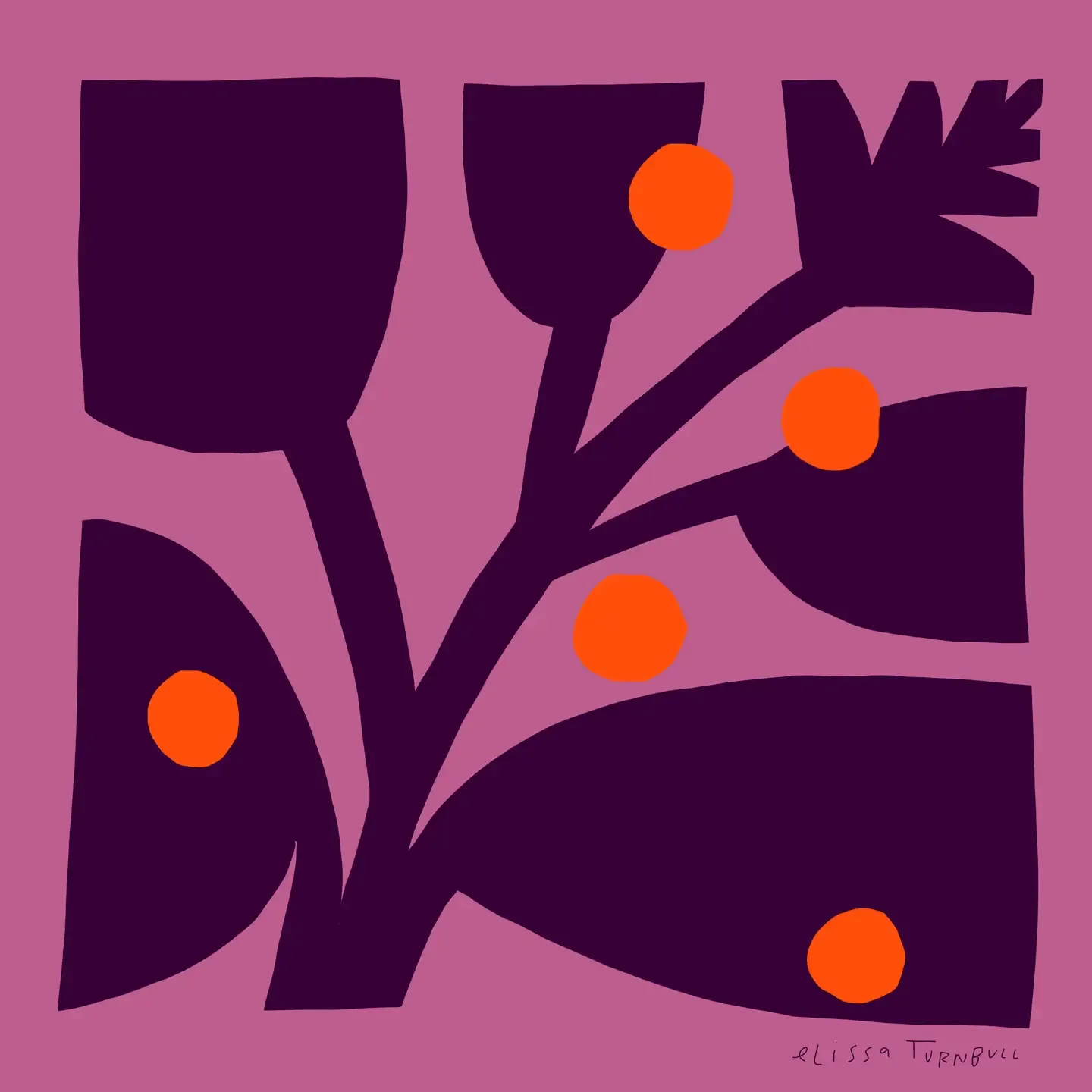 Purple + Red Botanical Silk Scarf | 26"
