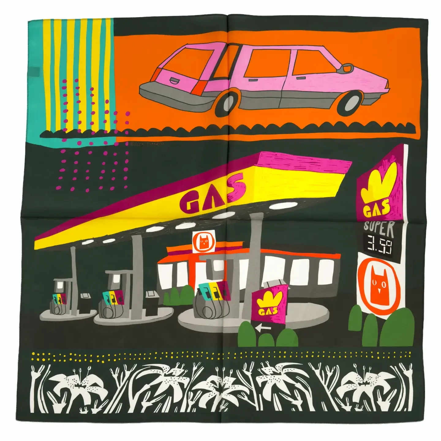 Gas Station Silk Scarf | 36"