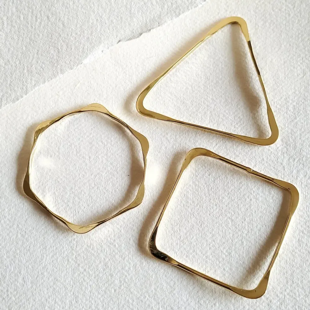 Brass Geometric Bangle Set