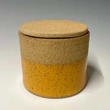 French Stoneware Butterdish, Color: Mustard