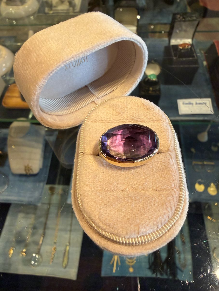 Amethyst Cocktail Ring with Sea Kelp Band