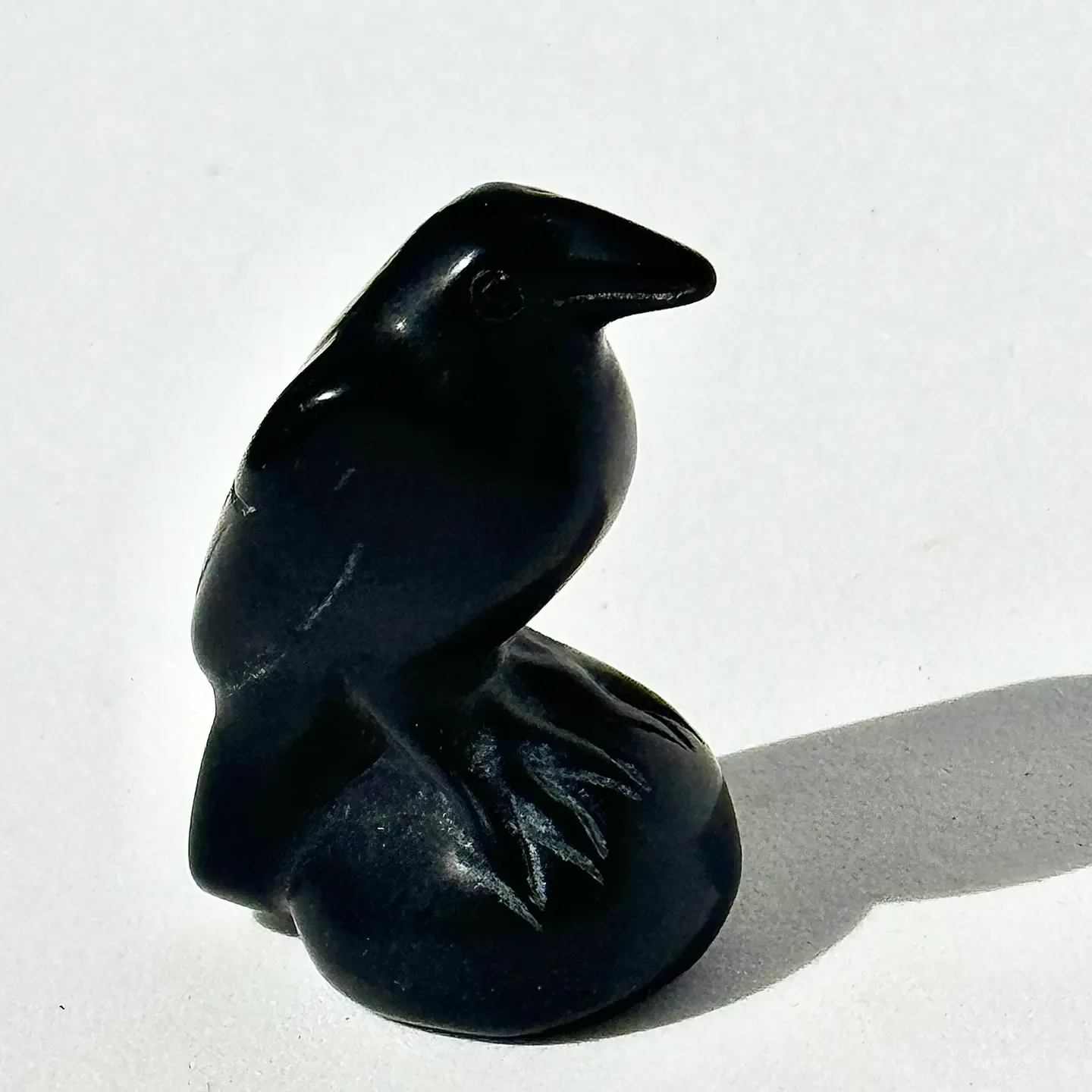Black Obsidian Raven Carving | Medium