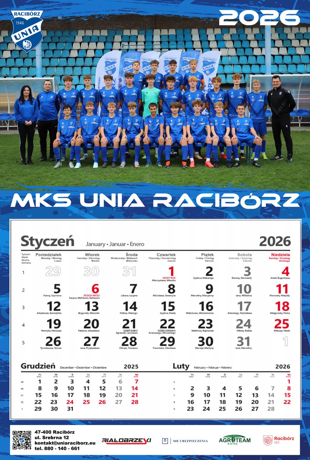 Kalendarz grupowy 2026 - Junior