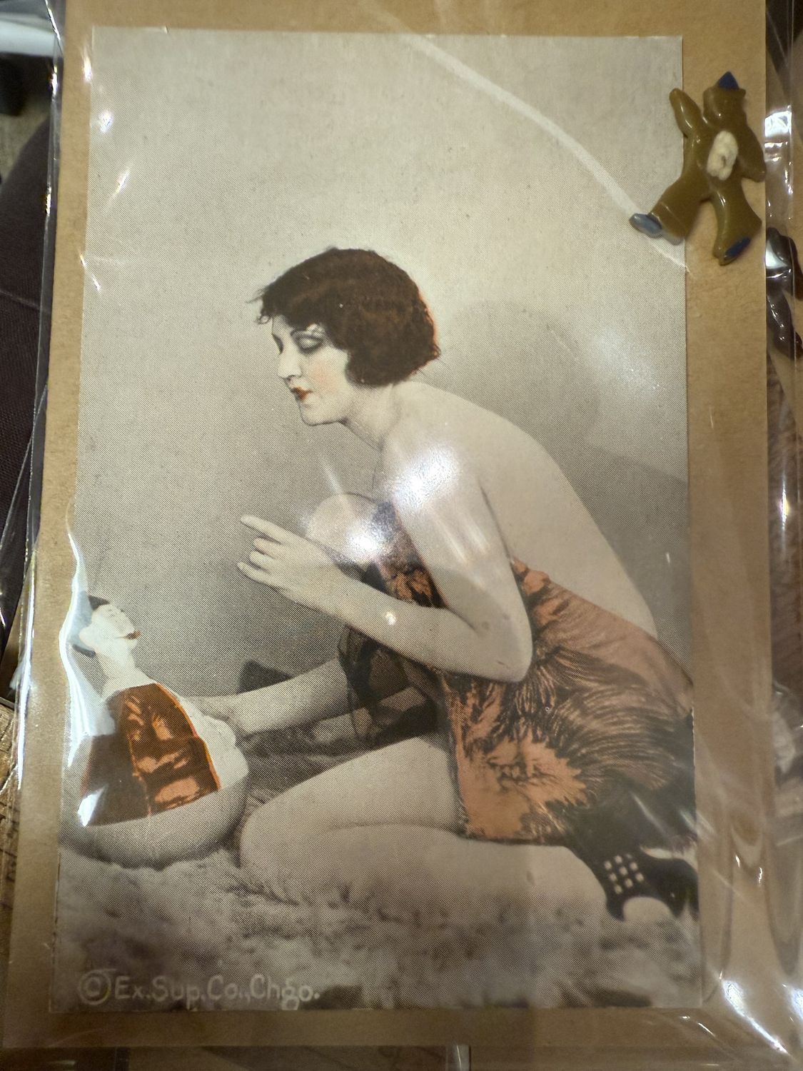 Deco Arcade Card and Bakelite Button Clown