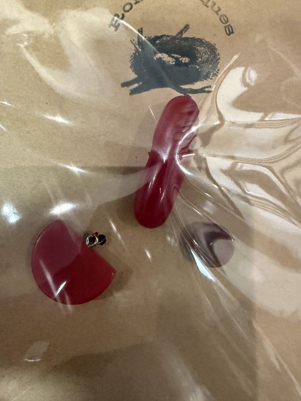 Deco Bakelite Buttons-Three Cherry Red