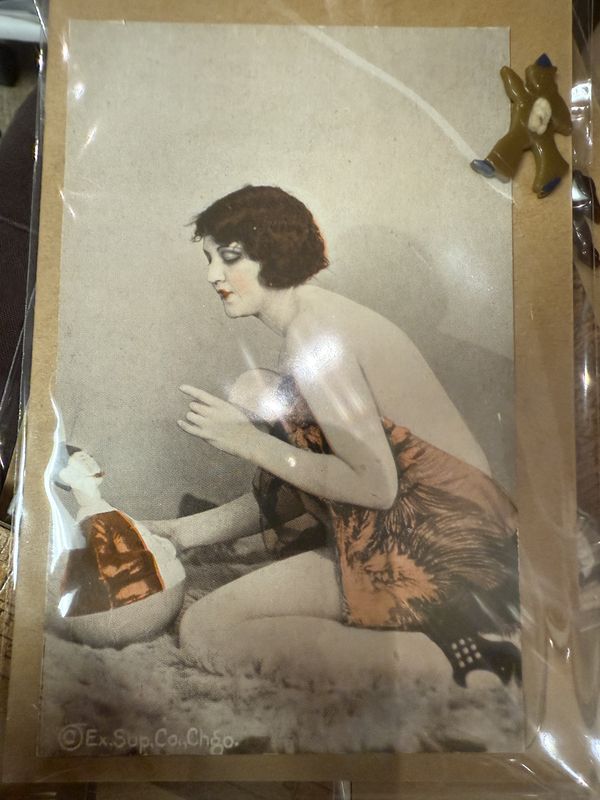 Deco Arcade Card and Bakelite Button Clown