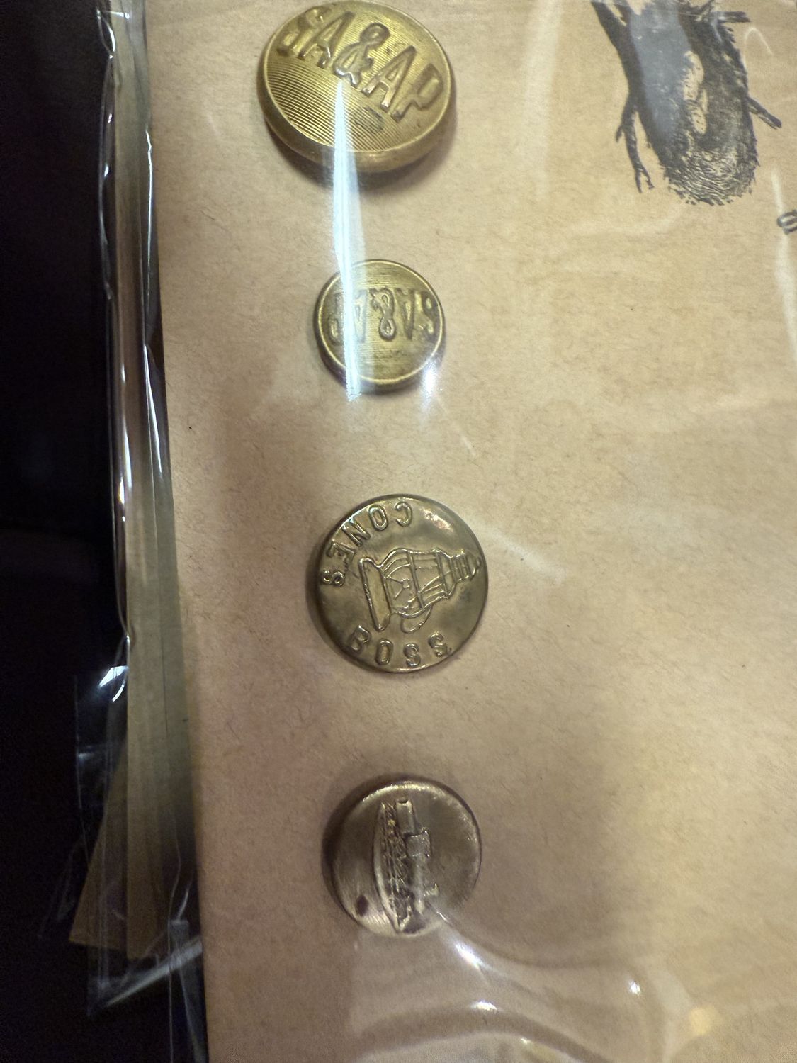 4-Brass Railroad Buttons Trains