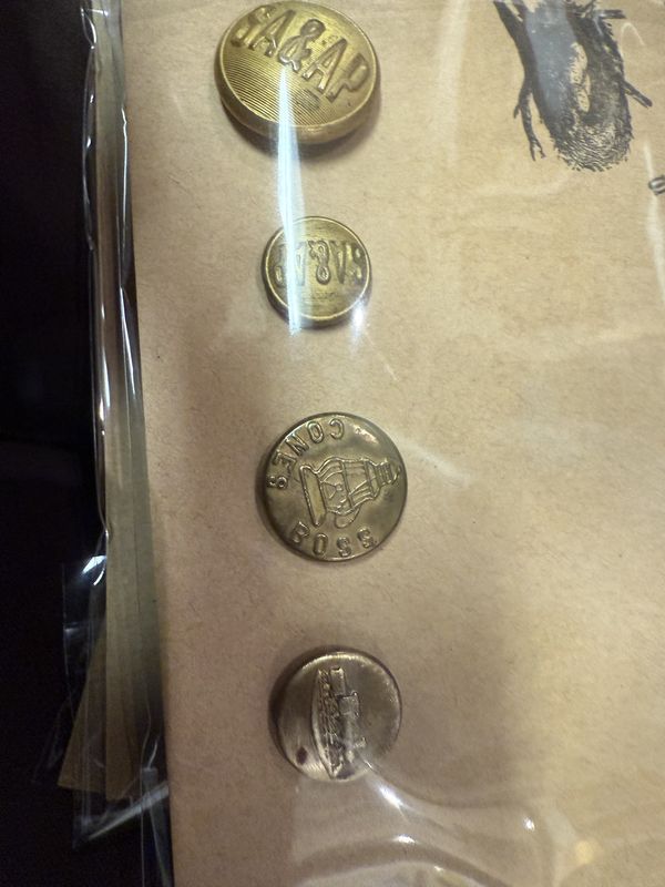 4-Brass Railroad Buttons Trains
