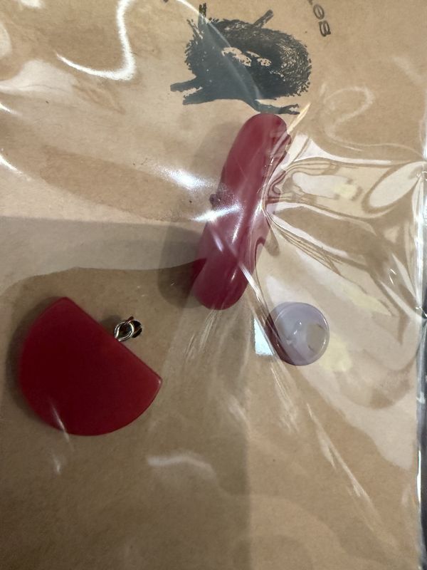 Deco Bakelite Buttons-Three Cherry Red