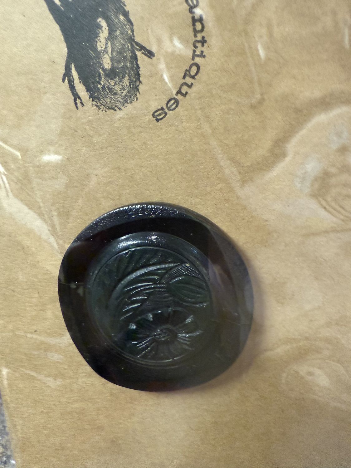 1-Large Bakelite deco and Wood Button