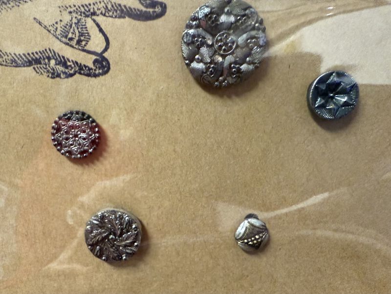 5 Victorian Cut Glass Silvered Buttons
