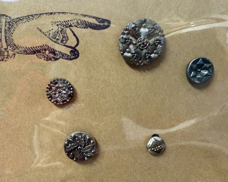 5 Victorian Cut Glass Silvered Buttons